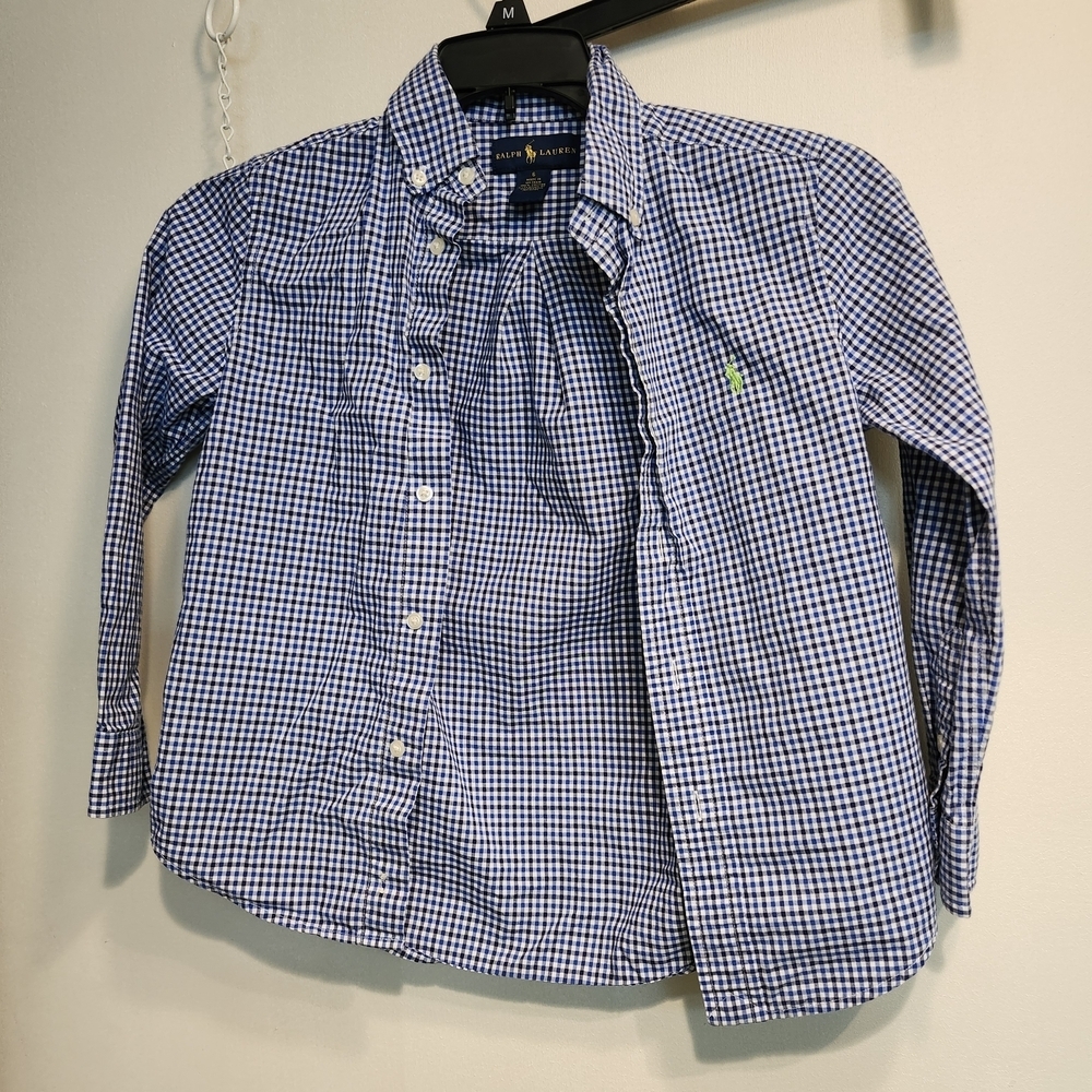 Ralph Lauren Kids Navy Checkered Button Down Shirt